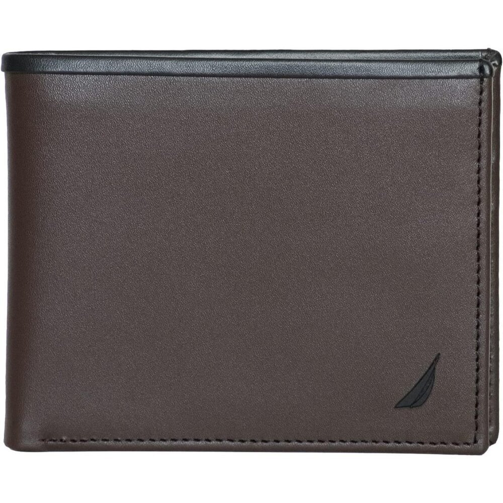 Men's  Black/Brown Bifold Leather Wallet RFID Blocking ID Window Card Slots
